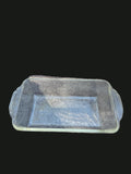 1940s Anchor Hocking Fire-King #409 Glass Loaf Pan — Top Angled View (OGR-016) | Old Grain Revival