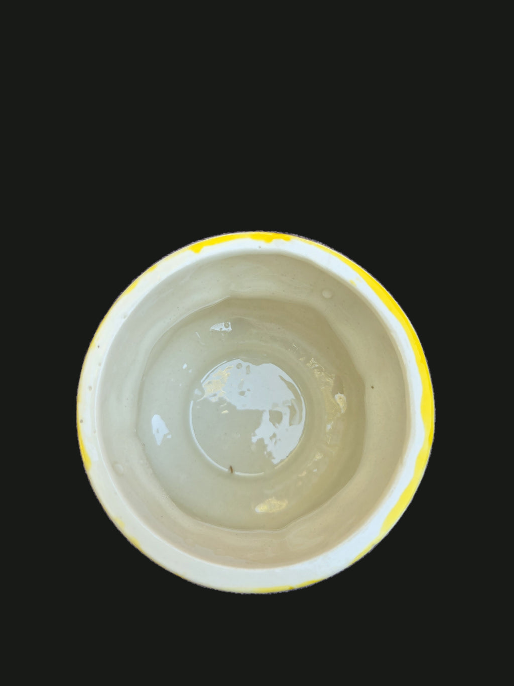 1970s Yellow Ceramic Cherub & Shell Lidded Jar — Open Interior View (OGR-020) | Old Grain Revival
