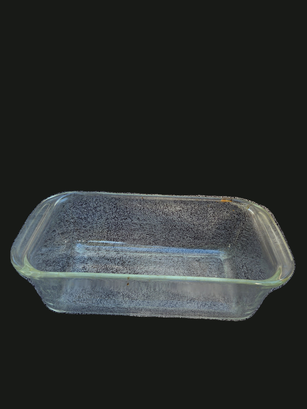 Vintage Capital-Letter PYREX USA #213 Glass Loaf Pan — Side Angled View (OGR-021) | Old Grain Revival
