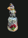 Vintage Silver Mercury Glass Christmas Snowman Bell — Front Full View (OGR-023) | Old Grain Revival