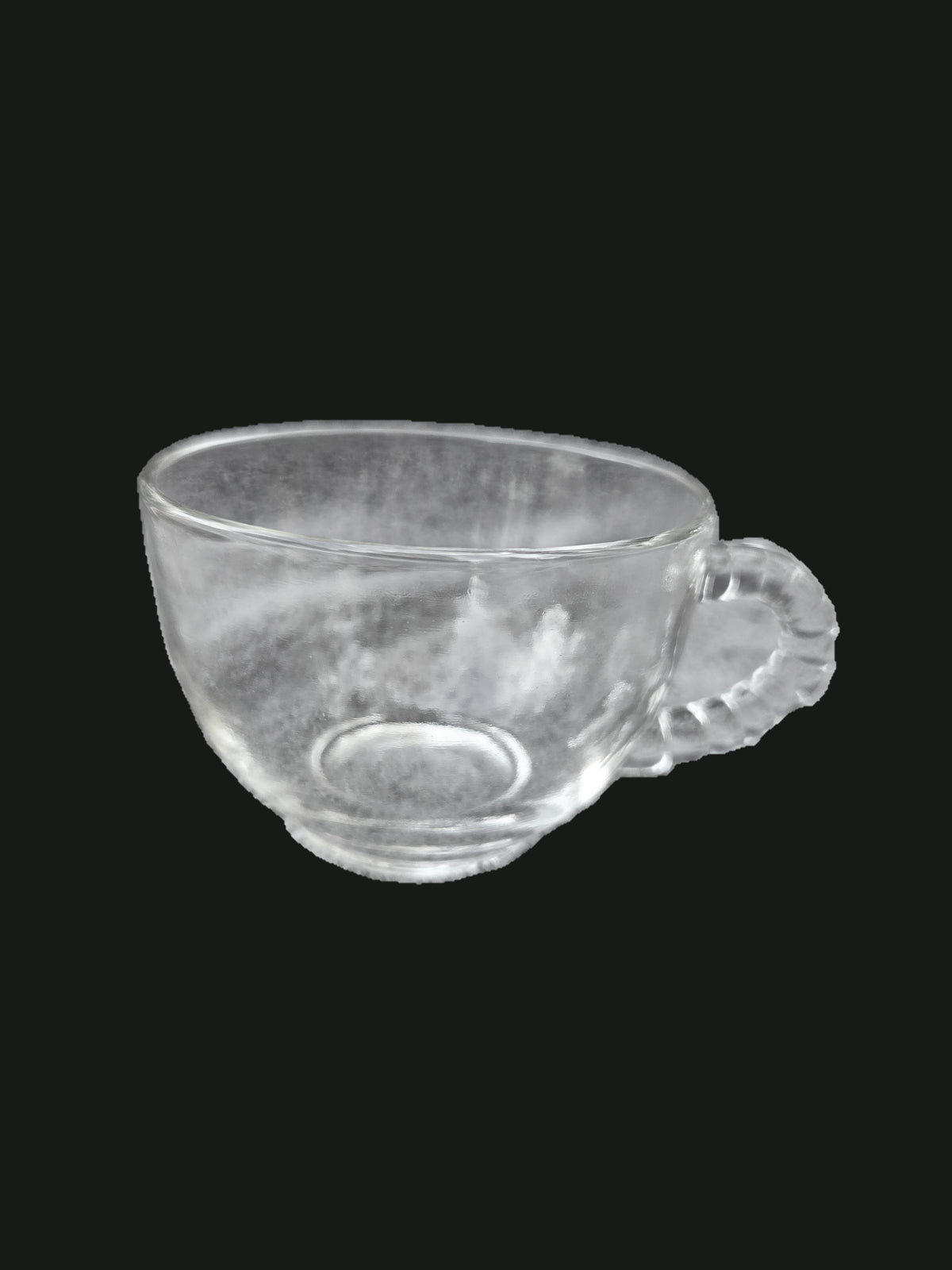 Set of 4 Vintage Mid-Century Clear Pressed Glass Punch / Tea Cups w/ Beaded C-Scroll Handles — OGR-045 - OGR-045_2_Single_Cup_Beaded_Handle_Profile_nobg.jpg